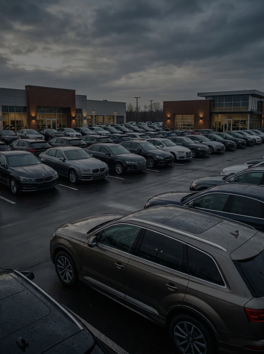 Premium automotive operations environment with dramatic lighting